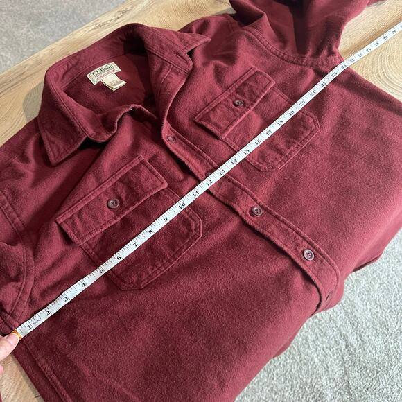 L.L. Bean Vintage Chamois Cloth Button Up Shirt L Red Maroon - Picture 6 of 7